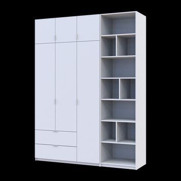 Шафа для одягу з етажеркою Doros Лукас Білий 3 ДСП 195х50х240 (42005890) 42005890 фото