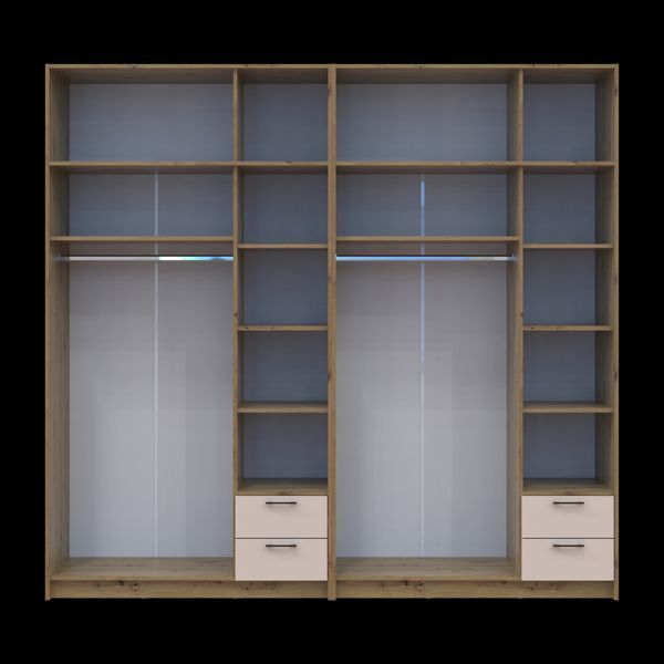 Шкаф для одежды с зеркалом и антресолью Doros Ронди Дуб Артизан/Кашемир 3+3 ДСП 242х52х236 (42005671) 42005671 фото