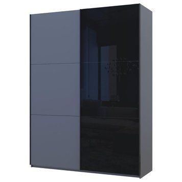 Шафа купе Doros G-Caiser Антрацит/Чорний 1 ДСП / 1 скло / 3 частини 180х60х240 (42005870) 42005870 фото