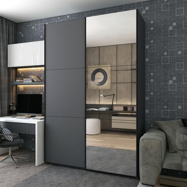 Шафа купе Doros G-Caiser Антрацит/Антрацит 1 ДСП / 1 дзеркало 180х60х240 (42005866) 42005866 фото