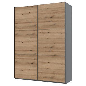 Шафа купе Doros G-Caiser Антрацит/Дуб Евок 2 ДСП / 3 частини 180х60х240 (42005865) 42005865 фото