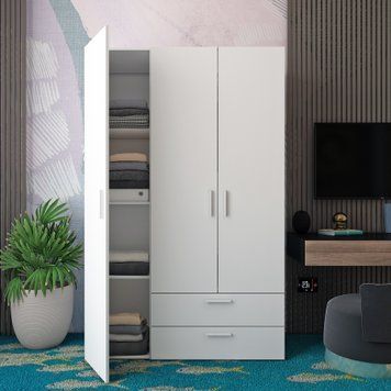 Розпашна Шафа для одягу Doros Ектор Білий 3 ДСП 116х49.5х180 (80737076) 80737076 фото