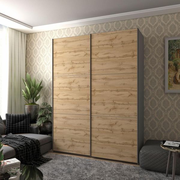 Шкаф купе Doros G-Caiser Антрацит/Дуб Эвок 2 ДСП / 3 части 180х60х240 (42005865) 42005865 фото