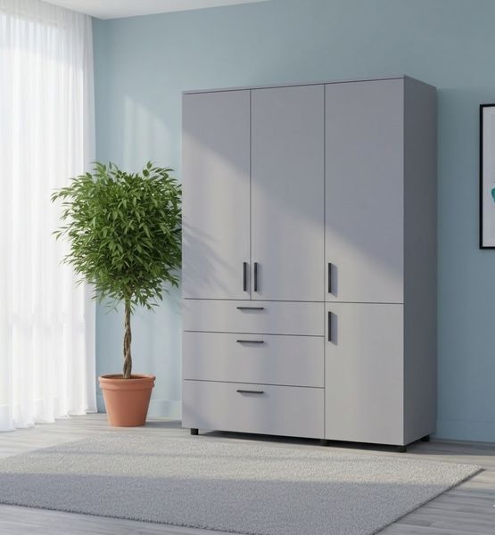 Шафа для одягу Doros Торн Сірий 3 ДСП/3Ш (полиці) 135х51.6х200 (44900490) 44900490 фото