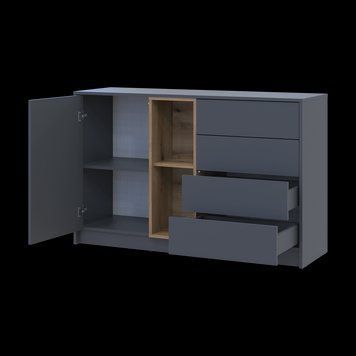 Комод Doros Дейл Антрацит/Дуб Евок 1Д4Ш 135х41х85 (41516351) 41516351 фото