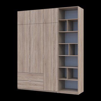 Шафа для одягу з етажеркою Doros Лукас Дуб сонома 3 ДСП 195х50х240 (42005944) 42005944 фото
