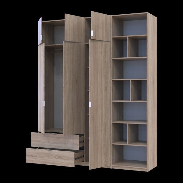 Шкаф для одежды с этажеркой Doros Лукас Дуб сонома 3 ДСП 195х50х240 (42005944) 42005944 фото
