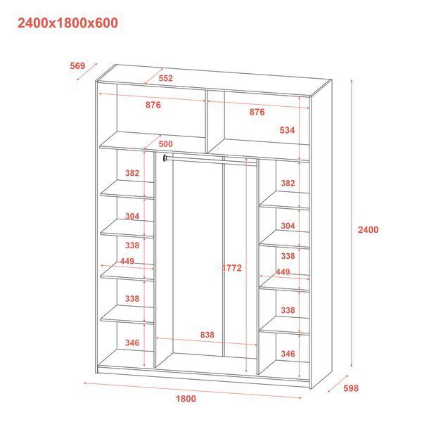 Шафа купе Doros G-Caiser Антрацит/Дуб Евок 1 ДСП / 1 дзеркало 180х60х240 (42005868) 42005868 фото