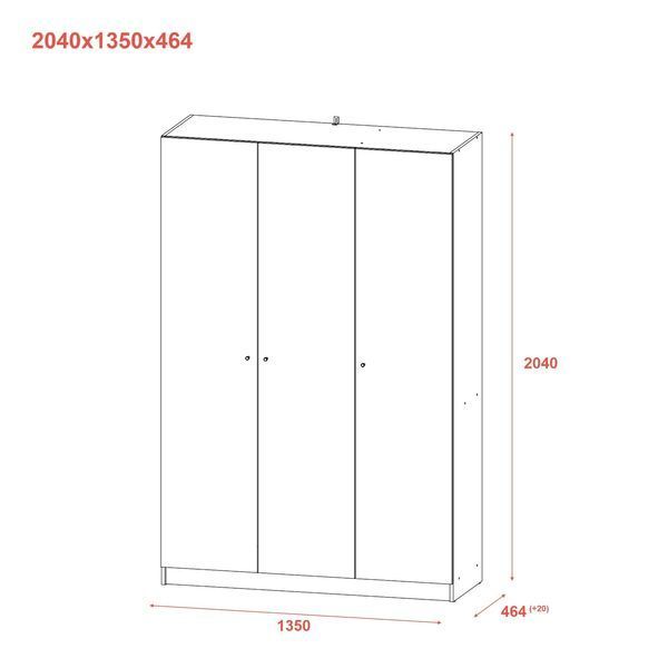 Шкаф для одежды Doros Промо Графит 3 ДСП 135х48х204 (44900233) 44900233 фото