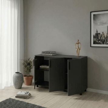 Комод Doros Торн Антрацит 3 ДСП 135х51.6х80 (41510173) 41510173 фото