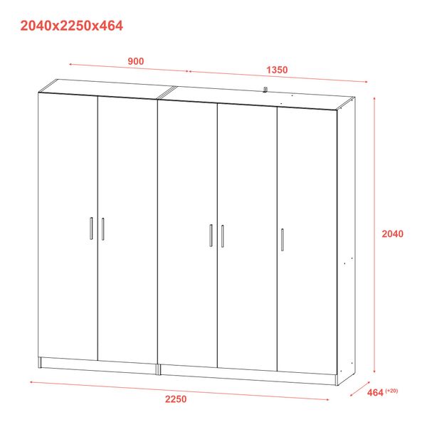 Шафа для одягу Doros Промо Дуб Cонома 2+3 ДСП 225х48х204 (42005003) 1820855552 фото