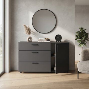 Комод Doros Торн Антрацит 3Ш/1Д 135х51.6х80 (41510185) 41510185 фото