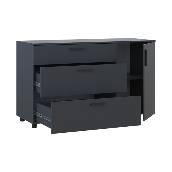 Комод Doros Торн Антрацит 3Ш/1Д 135х51.6х80 (41510185) 41510185 фото