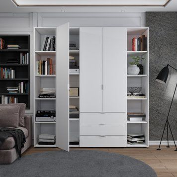 Комплект Doros Гелар з 2 Етажерками Білий 3 ДСП 192.6х49.5х203.4 (42005035) 42005035 фото