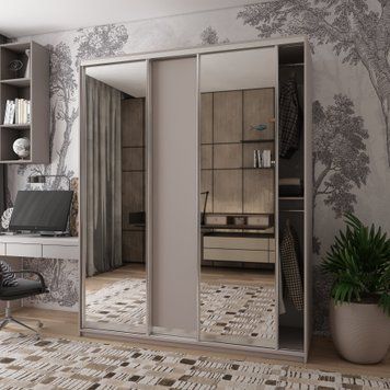 Шафа купе Doros Сіті Лайт Кашемір 1 ДСП / 2 дзеркала 225х60х225 (80736380) 80736380 фото
