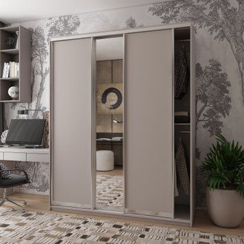 Шафа купе Doros Сіті Лайт Кашемір 2 ДСП / 1 дзеркало 225х60х225 (80736383) 80736383 фото