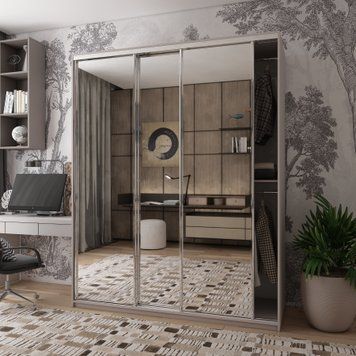 Шафа купе Doros Сіті Лайт Кашемір 3 Дзеркала 225х60х225 (80736386) 80736386 фото