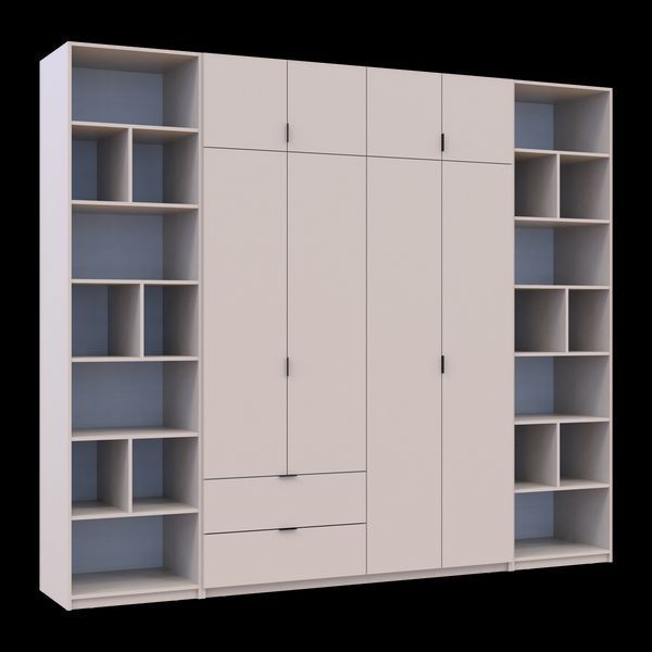 Шкаф для одежды с 2 этажерками Doros Лукас Кашемир 4 ДСП 280х50х240 (42005931) 42005931 фото