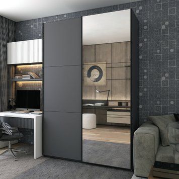 Шафа купе Doros G-Caiser Антрацит/Антрацит 1 ДСП / 1 дзеркало / 3 частини 160х60х240 (42005411) 42005411 фото