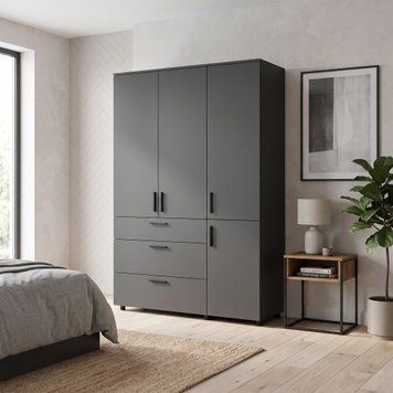 Шафа для одягу Doros Торн Антрацит 3 ДСП/3Ш (полиці) 135х51.6х200 (44900494) 44900494 фото