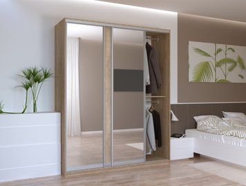 Шкаф купе Doros Сити Лайт Дуб Cонома 1 ДСП / 2 Зеркала 180х60х225 (44900030) 44900030 фото