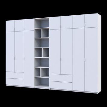 Шафа для одягу з етажеркою Doros Лукас Білий 3+4 ДСП 340х50х240 (42005900) 42005900 фото