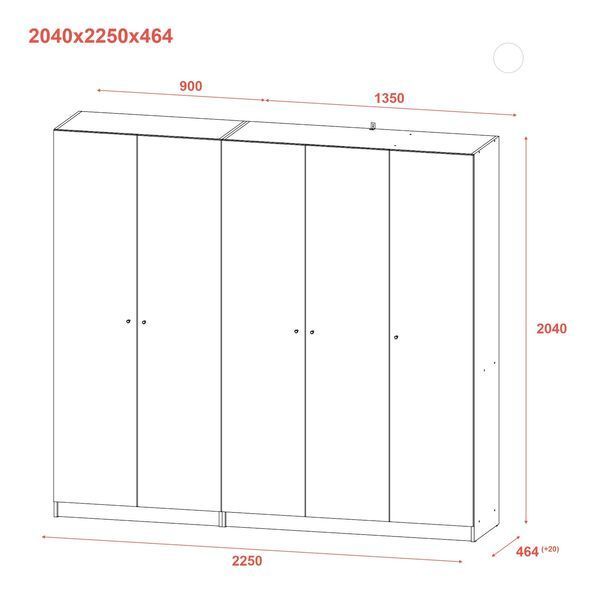 Шкаф для одежды Doros Промо Графит 2+3 ДСП 225х48х204 (42005069) 42005069 фото
