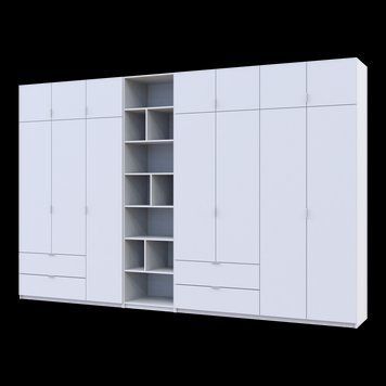 Шафа для одягу з етажеркою Doros Лукас Білий 3+4 ДСП 375х50х240 (42005903) 42005903 фото