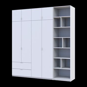 Шафа для одягу з етажеркою Doros Лукас Білий 4 ДСП 220х50х240 (42005891) 42005891 фото